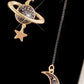 Celestial Drop Earrings | Stars, Planets, Moon, Saturn | Gold, Black