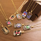 Gold Tarot Card Necklace, Stainless Steel and Bright Enamel Design