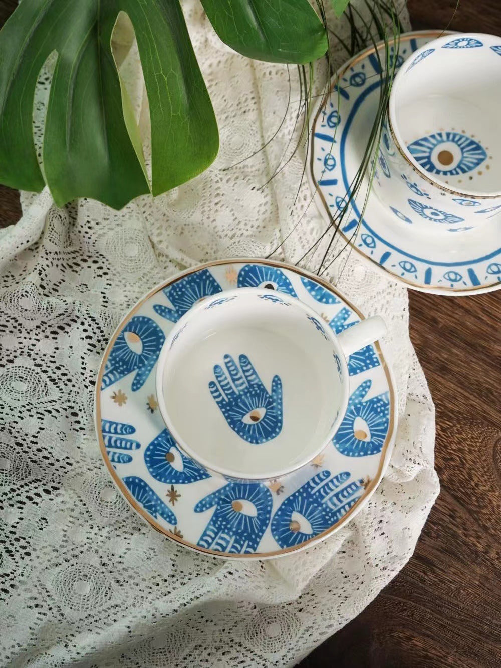 Evil Eye, Hamsa Tea Cup and Plate | Nazar Kitchen and Dinnerware Accessories