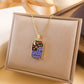 Gold Tarot Card Necklace, Stainless Steel and Bright Enamel Design