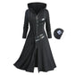 Gothic - Punk Women's Trench Coat, Black Emo, Wicca, Cosplay Apparel