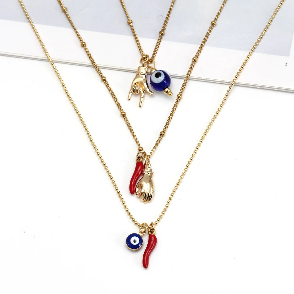 Evil Eye Handmade Chilli Pepper Pendant Necklace Turkish Evil Eye Jewelry