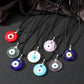 Glass Blue - Multi Color Evil Eyes Pendant Necklace | Rope Chain