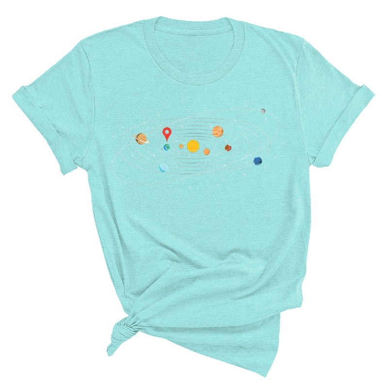 Women's Solar System  'You Are Here' Colorful T-Shirts | Astrology Apparel