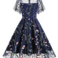 Elegant Floral Embroidered A-Line Dress with Mesh Butterfly Sleeves