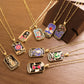 Gold Tarot Card Necklace, Stainless Steel and Bright Enamel Design