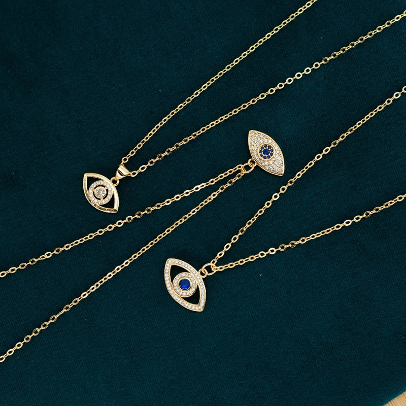 Evil Blue Eye Gold Necklace | Pendant, 316L Stainless Steel