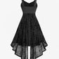 Women's Gothic Black Dress, Belt and Layered and Split