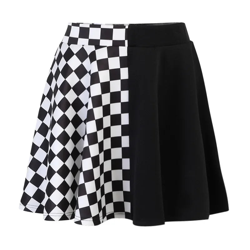 Black and White Chequered Gothic Skirt