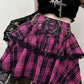 Pink and Red Plaid Gothic Mini Skirt, Emo and Whimsigothic Style