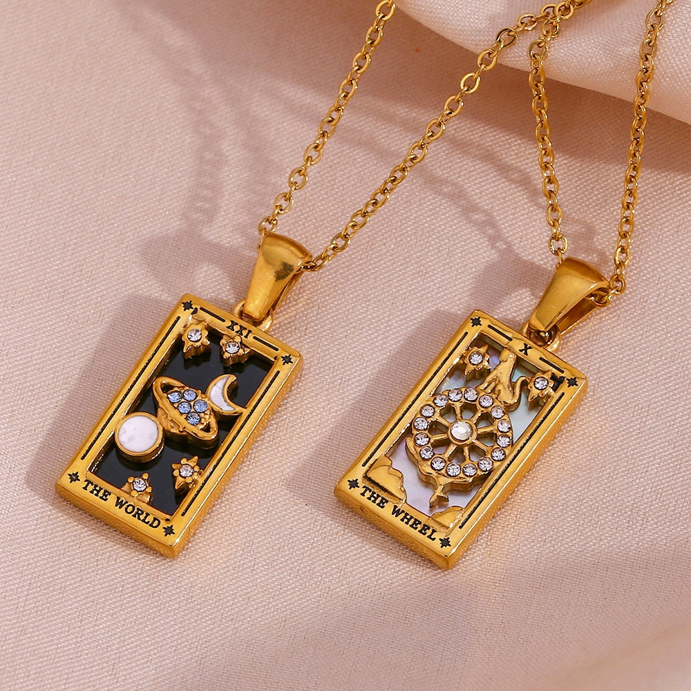 18k Gold Plated Dainty Tarot Card Necklace | Silver / Gold Jewelry