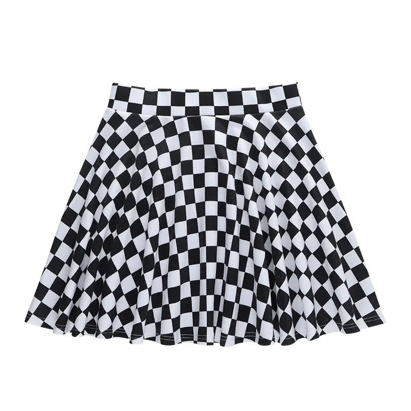 Black and White Chequered Gothic Skirt