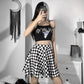 Black and White Chequered Gothic Skirt