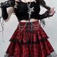 Pink and Red Plaid Gothic Mini Skirt, Emo and Whimsigothic Style