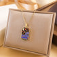 Gold Tarot Card Necklace, Stainless Steel and Bright Enamel Design