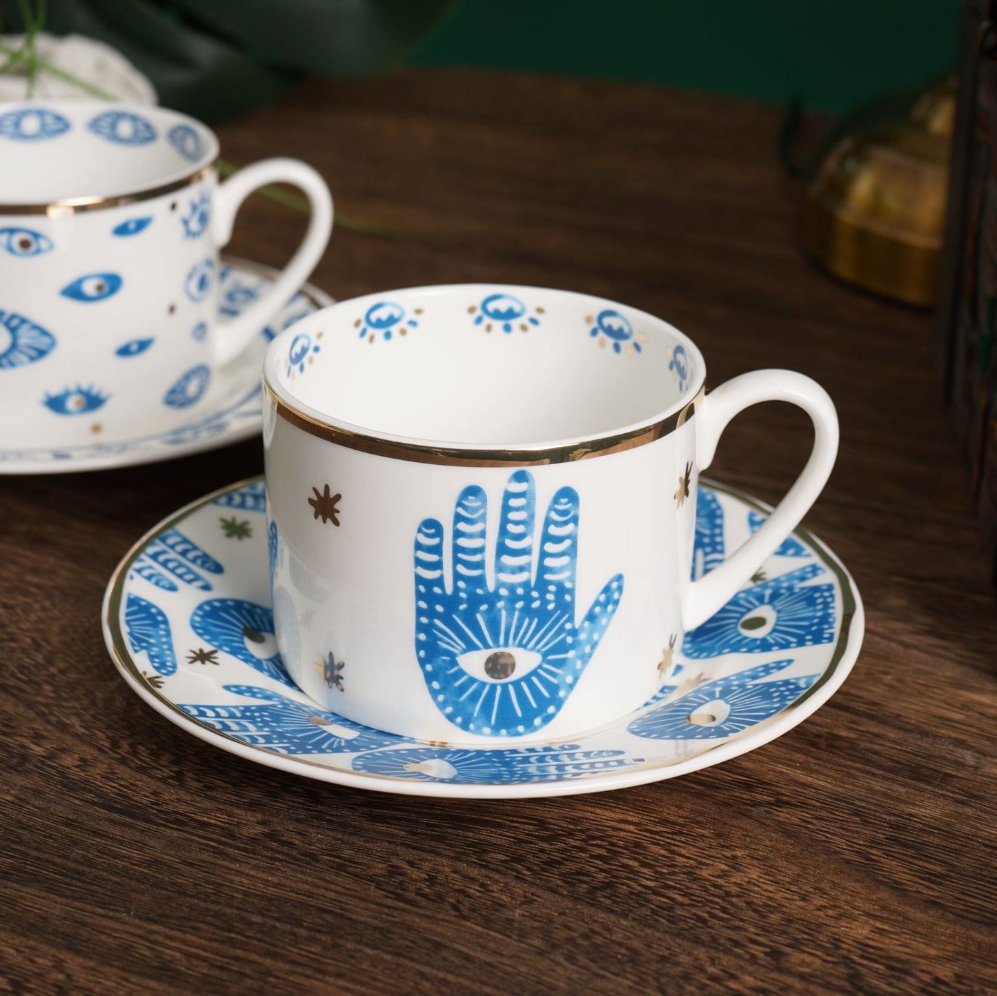 Evil Eye, Hamsa Tea Cup and Plate | Nazar Kitchen and Dinnerware Accessories