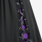 Gothic, Emo Woman's Dress with Belt, Elegant Purple-Black Shoulder Strap Apparel