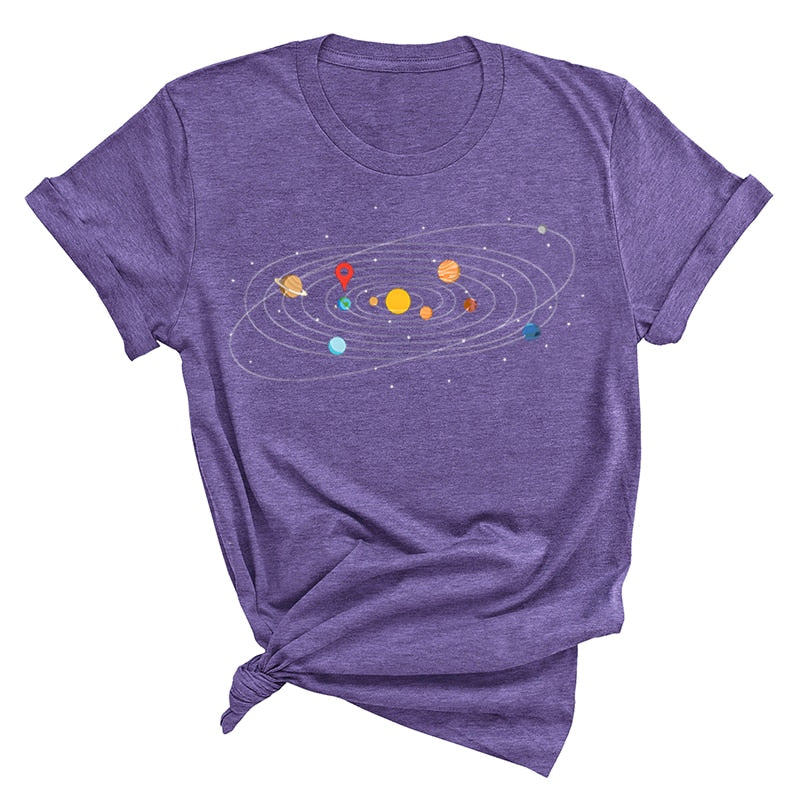 Women's Solar System  'You Are Here' Colorful T-Shirts | Astrology Apparel