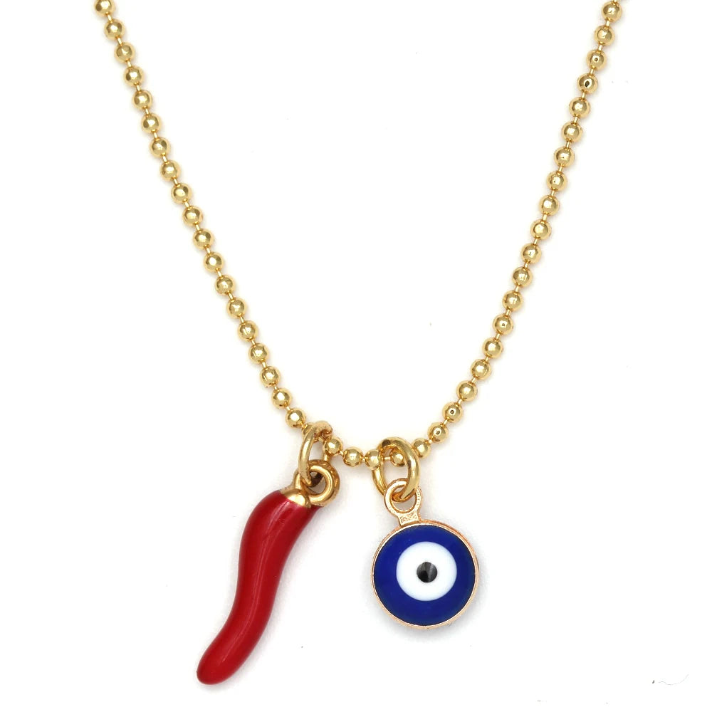 Evil Eye Handmade Chilli Pepper Pendant Necklace Turkish Evil Eye Jewelry