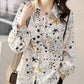 Starry Loose Celestial Blouse - Dress Shirt | White, Yellow, Black