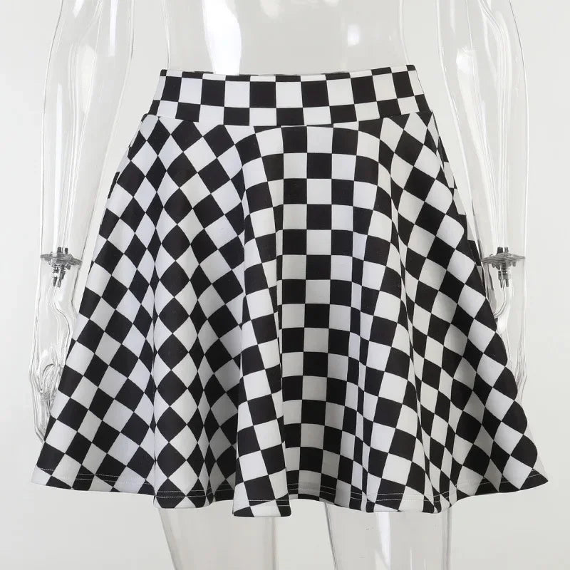 Black and White Chequered Gothic Skirt