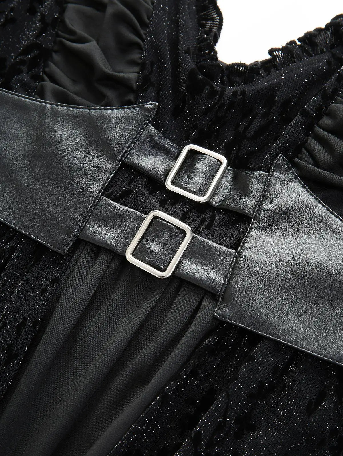 Women's Gothic Black Dress, Belt and Layered and Split