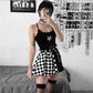 Black and White Chequered Gothic Skirt