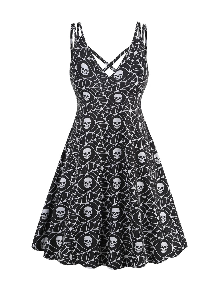 Vintage Witchy Dress | A-Line Spaghetti Strap Camisole | Bats, Halloween