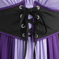 Purple Medieval Woman's Corset Dress, Aesthetic Ruffled Shoulders