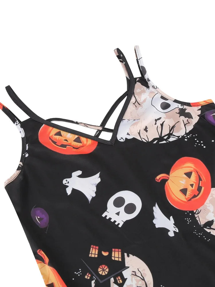 Vintage Witchy Dress | A-Line Spaghetti Strap Camisole | Bats, Halloween