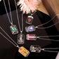 Gold Tarot Card Necklace, Stainless Steel and Bright Enamel Design