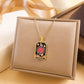 Gold Tarot Card Necklace, Stainless Steel and Bright Enamel Design