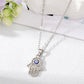 Evil Eye Crystal Necklace | Hamsa Style, Silver Spiritual Jewelry