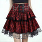 Pink and Red Plaid Gothic Mini Skirt, Emo and Whimsigothic Style