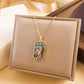 Gold Tarot Card Necklace, Stainless Steel and Bright Enamel Design