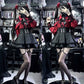 Gothic Japanese Jirai Kei Cosplay Outfit and Costume, Skirt Set - Black, Grey, Red