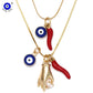 Evil Eye Handmade Chilli Pepper Pendant Necklace Turkish Evil Eye Jewelry