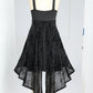 Women's Gothic Black Dress, Belt and Layered and Split