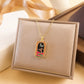 Gold Tarot Card Necklace, Stainless Steel and Bright Enamel Design