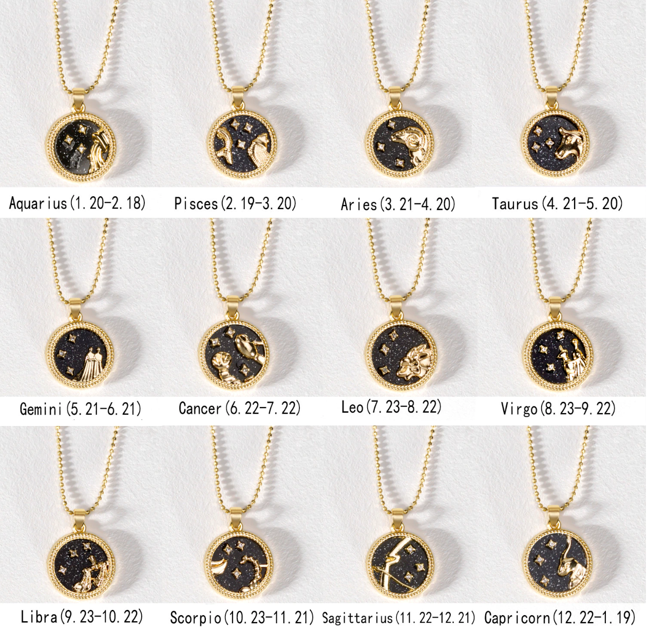 Celestial - Zodiac Round Necklace Pendant | Astrology, Horoscope Jewelry