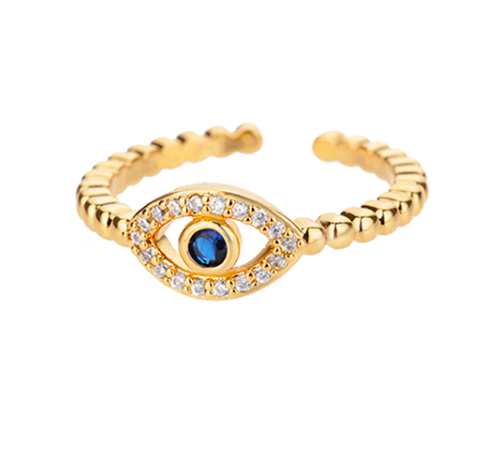 Evil Eye Gold Rings | Adjustable Stainless Steel Hamsa Jewelry