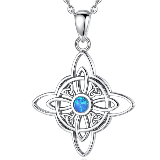 925 Sterling Silver Witches Knot Opal Necklace | Witch, Witchy Jewelry