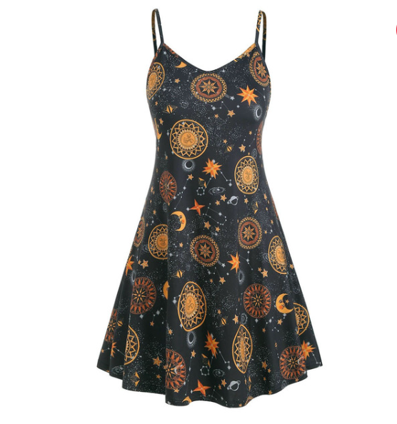 Starry Celestial Summer / Beach Dress | Gothic, Whimsigoth Style - Aesthetic