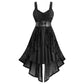 Women's Gothic Black Dress, Belt and Layered and Split