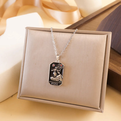 Gold Tarot Card Necklace, Stainless Steel and Bright Enamel Design