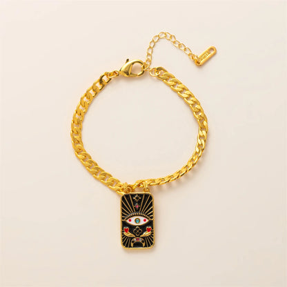 Gold - Pink Evil Eye Heavy Chain Necklace & Bracelet