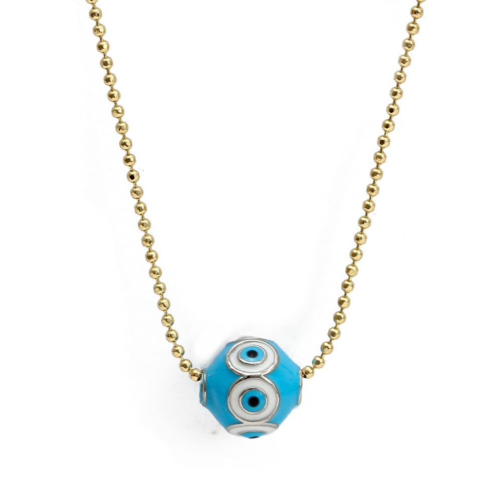 Lucky Evil Eye Colorful Drip Drop  Pendant Necklace | Hamsa