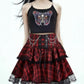 Pink and Red Plaid Gothic Mini Skirt, Emo and Whimsigothic Style