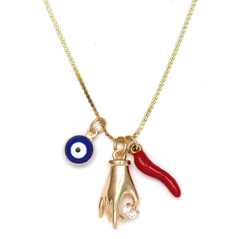 Evil Eye Handmade Chilli Pepper Pendant Necklace Turkish Evil Eye Jewelry