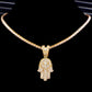 Gold Hamsa Evil Eye Necklace | Elegant Crystal Spiritual Jewelry